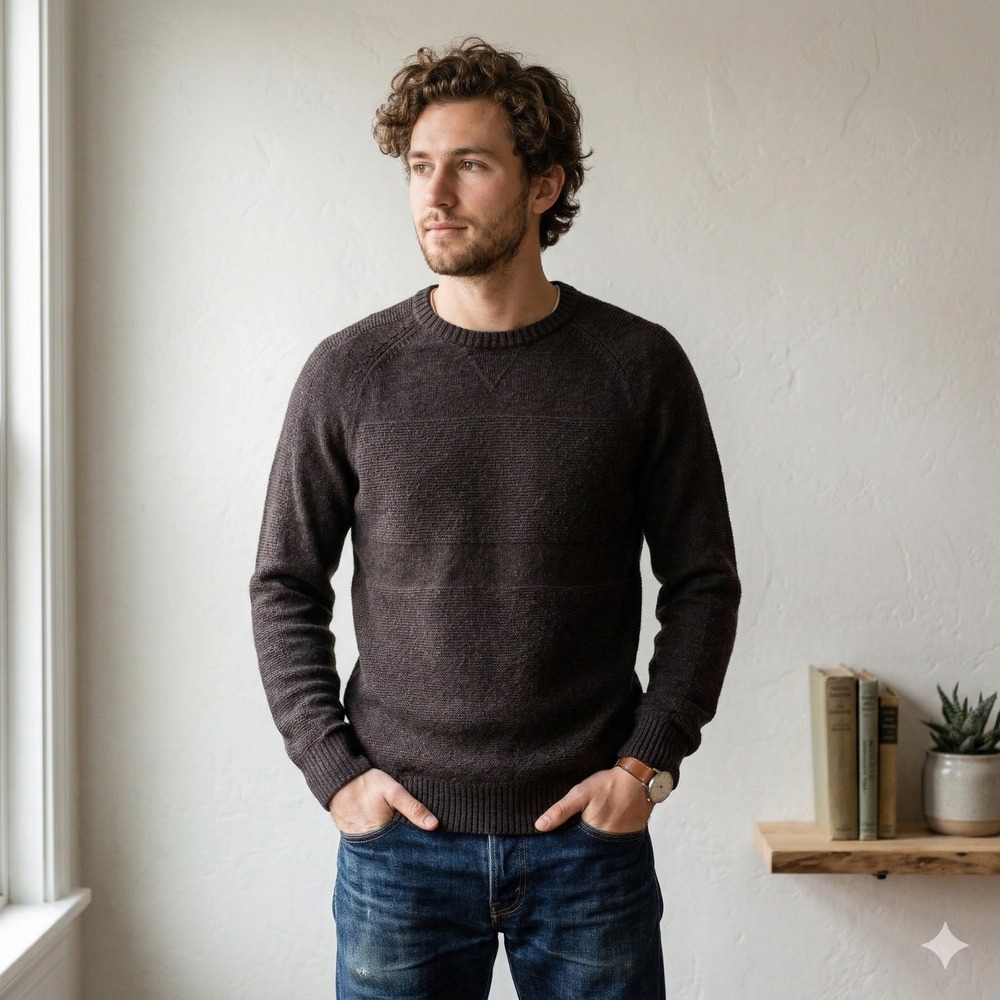 Smartwool Sweater Mens Small Brown Merino Wool Blend Crew‎ Neck Winter